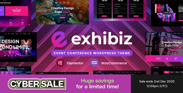 Launch-Ready Event Conference Website – Exhibz Theme + Hosting, Domain & Logo